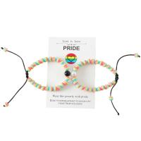 Fashion Create Wax Cord Bracelets, Resin, with Wax Cord & Plastic Pearl, 2 pieces & Unisex, multi-colored Approx 6.3-11.8 Inch 
