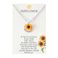 Stainless Steel Jewelry Necklace, 304 Stainless Steel, with Resin, with 1.97inch extender chain, Sunflower, cross chain & for woman, original color Approx 17.7 Inch 