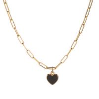 Enamel Zinc Alloy Necklace, Heart, gold color plated, for woman Approx 16 Inch 