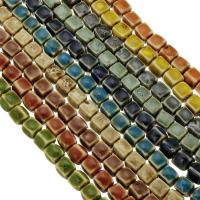 Gesprenkelte Porzellan Perlen, Quadrat, DIY, keine, 8x8x8mm, Länge:ca. 16.5 ZollInch, verkauft von Strang