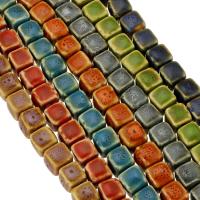 Gesprenkelte Porzellan Perlen, Quadrat, DIY, keine, 11x11x11mm, Länge:ca. 14 ZollInch, verkauft von Strang