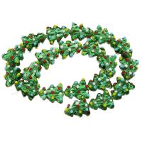 Weihnachten Lampwork Perlen, Weihnachtsbaum, DIY, grün, 17x15x8mm, Länge:ca. 14 ZollInch, verkauft von Strang