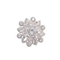 Cubic Zirconia Brooch, Brass, silver color plated, fashion jewelry & micro pave cubic zirconia & for woman 