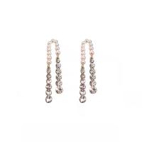 Zinc Alloy Rhinestone Drop Earring, with Plastic Pearl, fashion jewelry & for woman & with rhinestone, 45mm 