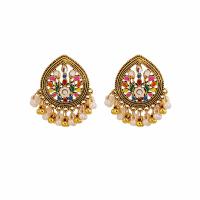 Plastic Pearl Zinc Alloy Earring, with Plastic Pearl, gold color plated, fashion jewelry & for woman & with rhinestone 