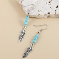 Turquoise Zinc Alloy Earring, with turquoise, fashion jewelry & for woman, 65mm 