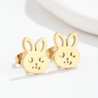Stainless Steel Stud Earring, 304 Stainless Steel, Rabbit, Vacuum Ion Plating, fashion jewelry & for woman 