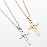 Stainless Steel Jewelry Necklace, 304 Stainless Steel, Cross, Vacuum Ion Plating, fashion jewelry & for woman cm 