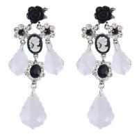 Resin Zinc Alloy Earring, with Resin & Acrylic, silver color plated, fashion jewelry & for woman, two different colored 