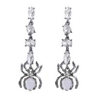 Zinc Alloy Rhinestone Drop Earring, with Acrylic, silver color plated, fashion jewelry & for woman & with rhinestone, silver color 