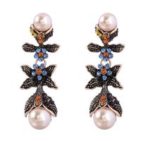 Zinc Alloy Rhinestone Drop Earring, with ABS Plastic Pearl & Acrylic, plated, fashion jewelry & for woman, multi-colored 