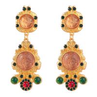 Resin Zinc Alloy Earring, with Resin & Acrylic, gold color plated, fashion jewelry & for woman, multi-colored 