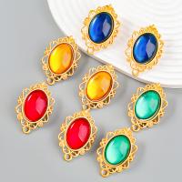 Zinc Alloy Earring Drop Component, with Resin, gold color plated, fashion jewelry & for woman 