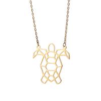 Stainless Steel Jewelry Necklace, 304 Stainless Steel, with 5 extender chain, Turtle, plated, fashion jewelry & Unisex & hollow, golden cm 