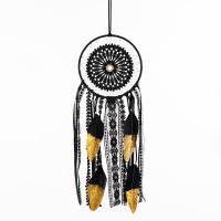 Fashion Dream Catcher, Iron, with Feather, hanging & fashion jewelry & gold accent, black, 15cmu30017cm cm 