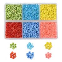 Plated Glass Seed Beads, Glass Beads, with Plastic Box, DIY, mixed colors 30012mmu30011mm 