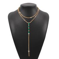 collier de Stras en alliage Zinc, alliage de zinc, Placage, Double couche & bijoux de mode & pour femme & avec strass, plus de couleurs à choisir .5-47.5 cm, Vendu par PC