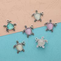 Resin Zinc Alloy Pendants, with Resin, Turtle, antique silver color plated, Unisex, mixed colors Approx 