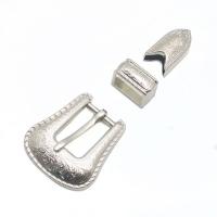 aleación de zinc Hebilla de correa, chapado en color de plata, tres piezas & Bricolaje, 49x55mm,26x13mm,17x35mm, 3PCs/Set, Vendido por Set