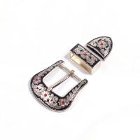 Zinc Alloy Belt Buckle, gold color plated, three pieces & DIY & with rhinestone, 40mm 
