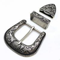 Zinc Alloy Belt Buckle, antique silver color plated, three pieces & DIY 38mm 