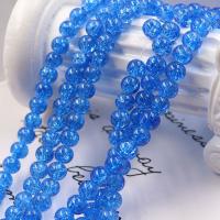 Perles en verre craquelé, Des billes de verre, Rond, DIY, couleur bleu foncé, 6mm, Environ Vendu par brin