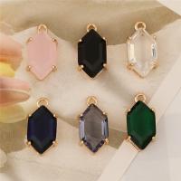 Crystal Brass Pendants, with Crystal, Rhombus, high quality gold color plated, DIY 