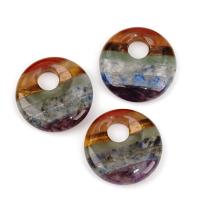 Mixed Gemstone Pendants, Donut, polished, patchwork & fashion jewelry, mixed colors 