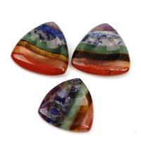 Полудрагоценный камень камень с большим пальцем, Треугольник, полированный, Лоскутное & Массаж, разноцветный продается PC