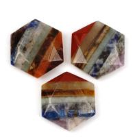 Драгоценный камень украшения, Полудрагоценный камень, Шестиугольник, полированный, Лоскутное & граненый, разноцветный продается PC