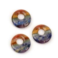 Mixed Gemstone Pendants, Donut, polished, patchwork & fashion jewelry, mixed colors 