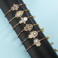 Evil Eye Jewelry Bracelet, Brass, gold color plated & micro pave cubic zirconia & for woman & enamel, mixed colors cm 