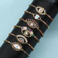 Evil Eye Jewelry Bracelet, Brass, gold color plated & micro pave cubic zirconia & for woman, mixed colors cm 