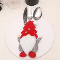 Non-woven Fabrics Christmas Tableware Bags Cover, with Knitted Fabric, handmade, for kitchen 