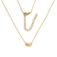 Stainless Steel Jewelry Necklace, 304 Stainless Steel, with 1.97inch extender chain, 18K gold plated, fashion jewelry & Unisex, golden, 1mm,9.5*7mm Approx 17.72 Inch 