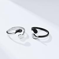 304 Stainless Steel Cuff Finger Ring, polished, fashion jewelry & ying yang & Unisex 2mm 