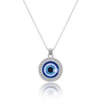 Evil Eye Jewelry Necklace, Zinc Alloy, with 2 Inch extender chain, plated & fashion jewelry & evil eye pattern & with rhinestone Inch 