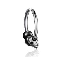 Titanium Steel Earrings, Skull, polished, fashion jewelry & Unisex & blacken, silver color 