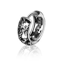 Titanium Steel Earrings, polished, fashion jewelry & Unisex & blacken, silver color 