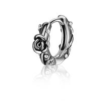 Titanium Steel Earrings, Flower, polished, fashion jewelry & Unisex & blacken, silver color 