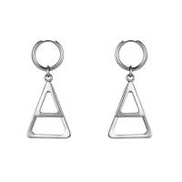 Huggie Hoop Drop Earring, 304 Stainless Steel, Triangle, polished, fashion jewelry & for woman & hollow, original color 