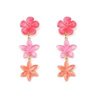 Enamel Zinc Alloy Drop Earring, Flower, gold color plated, fashion jewelry & for woman, pink 