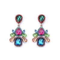 Zinc Alloy Rhinestone Drop Earring, Flower, gold color plated, fashion jewelry & for woman & with rhinestone 