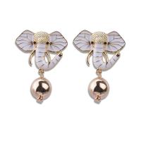 Enamel Zinc Alloy Drop Earring, Elephant, gold color plated, fashion jewelry & for woman 