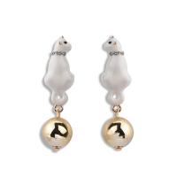 Enamel Zinc Alloy Drop Earring, Cat, gold color plated, fashion jewelry & for woman & with rhinestone 