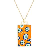 Evil Eye Jewelry Necklace, Brass, Square, gold color plated, Unisex & micro pave cubic zirconia & enamel cm 