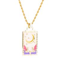 Brass Jewelry Necklace, Square, gold color plated & for woman & enamel Approx 23.6 Inch 