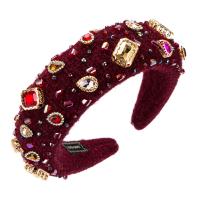 Hair Bands, Sponge, with Glass Rhinestone & Knitted Fabric, handmade, for woman 
