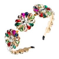Hair Bands, Zinc Alloy, with Glass Rhinestone, gold color plated, for woman 