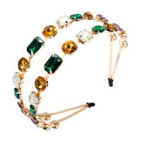 Hair Bands, Zinc Alloy, gold color plated, for woman & with rhinestone, multi-colored 
